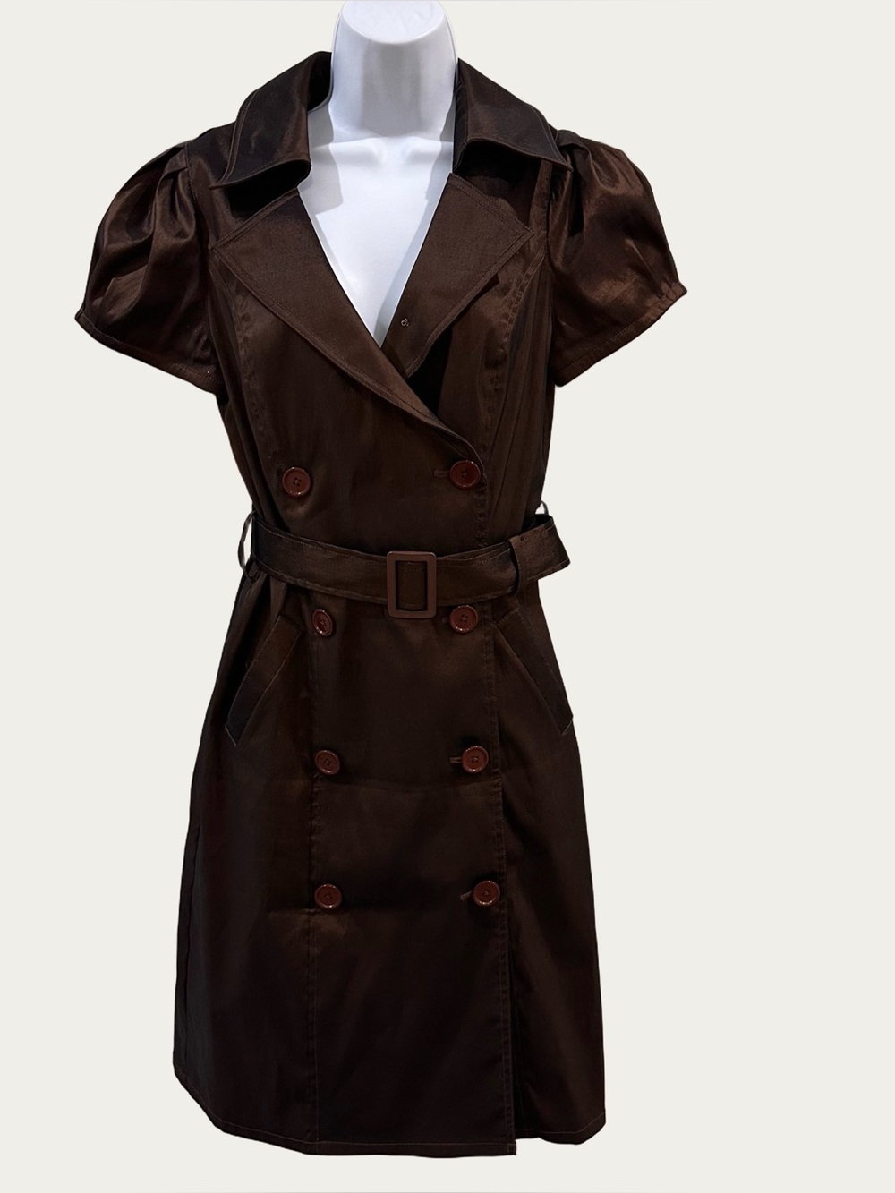 Oleg Cassini Y2K Brown Double Breasted A-Line Dress size 6 OC